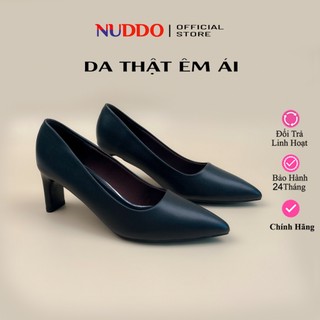Giày Cao Gót Nữ Mũi Nhọn Gót Dẹp Cao 6,5cm, Guốc Công Sở Nữ Da Thật Êm Mềm Sang Trọng NUDDO _ND007
