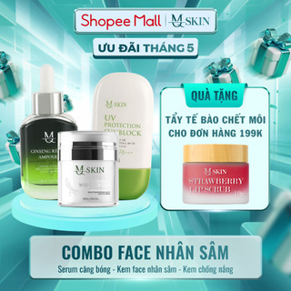 Combo Kem Face Nhân Sâm, Serum căng bóng và kem chống nắng MQ Skin dưỡng da sau tái tạo