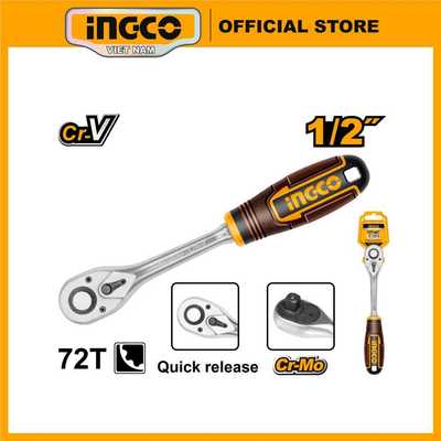 Cần siết 2 chiều Ingco HRTH0812 | Size 1/2"  45T | Chiều dài: 260mm | Chất liệu CR-V+Cr-Mo