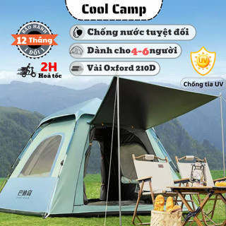 Lều Dã Ngoại Tự Bung Dành Cho 4-6 Người, Lều Camping Lều Cắm Trại Chống Nước Phủ Bạc Chống Tia UV