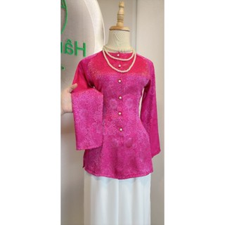 B.A115 - ( ÁO LẺ ) Áo Bà Ba Gấm Hoa Cúc Cài Nút Tay Dài Cổ Tròn ( 7 màu ) - Hân Nguyễn Áo Bà Ba