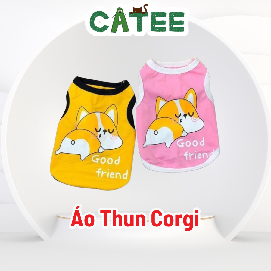 Áo Thun Corgi Dành Cho Chó Mèo Chất Liệu Cotton Thoáng Mát