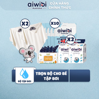 Combo Kình Ngư Nhí Aiwibi, Trọn Bộ Bé Đi Bơi Gồm 10 Tã Quần Bơi, 2 Khăn Tắm, Lốc 3 Khăn Đu Đủ, 1 Tã Quần Nhỏ Thuần Tiện