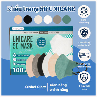 Khẩu trang 5D unicare quai thun cao cấp, Khẩu trang unicare 5d màu trắng
