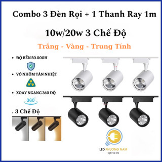 [Hỏa Tốc 2h HCM] COMBO 3 Đèn Rọi + 1 Thanh Ray 1m, Trang Trí SHOWROOM
