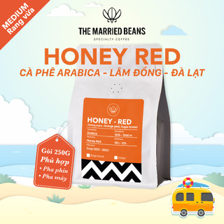 Cà phê đặc sản rang mộc Arabica 100% HONEY RED, rang vừa (espresso, phin) THE MARRIED BEANS (Gói 250G)