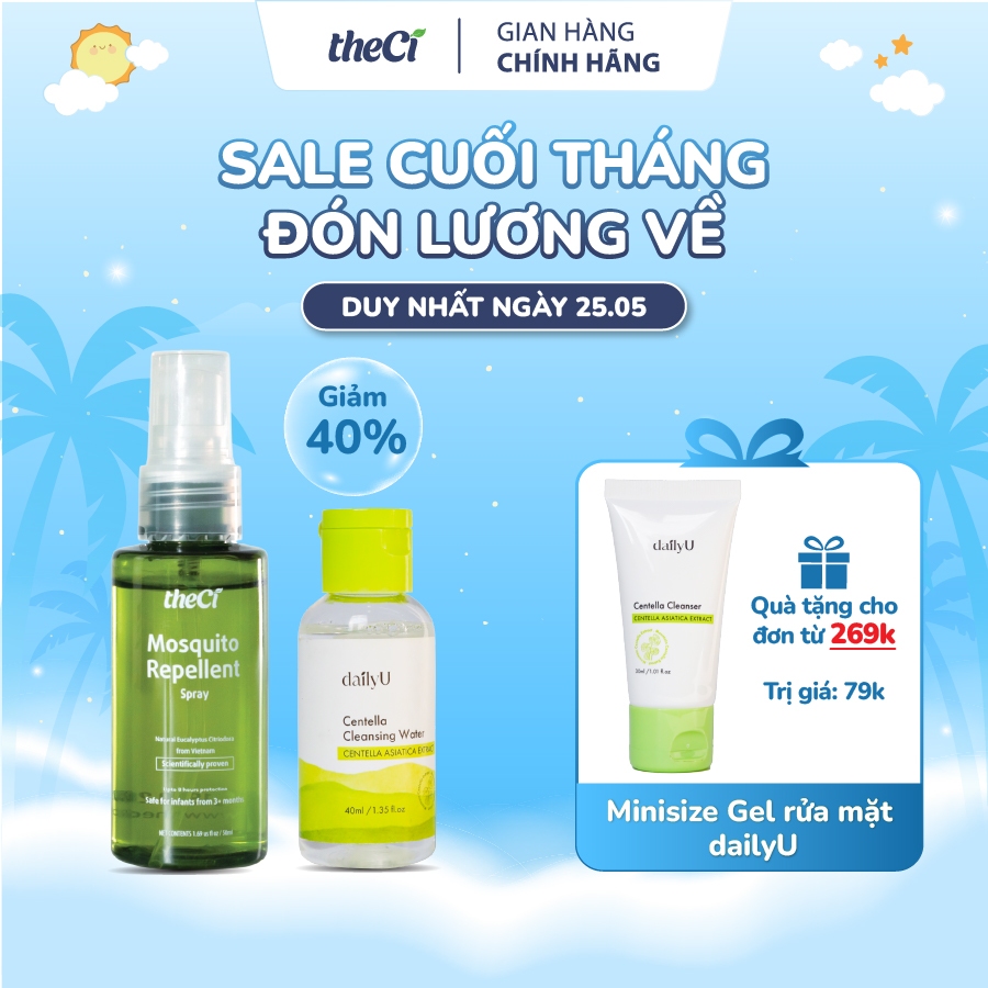Xịt chống muỗi Theci 50ml, xịt đuổi muỗi ngăn cồn trùng, an toàn - lành tính cho trẻ& phụ nữ có thai