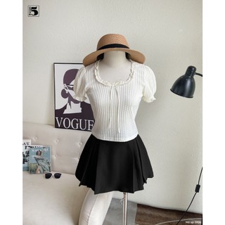 Áo kiểu thun nữ Twentyfive dáng ôm croptop phối viền cổ bèo thắt nơ 5926