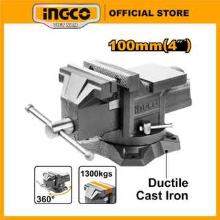 Ê tô kẹp bàn mini ingco hbv084 4 inch 100mm trọng lượng 6.7kg, lực kẹp tối đa 1300 kg