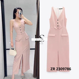 Đầm midi gile cổ V công sở TQXK thanh lịch thời trang sang trọng | Order