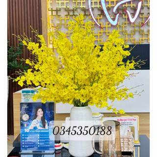 Hoa Lan giả/ Hoa lụa - Hoa Lan Vũ Nữ cành 8 nhánh decor loại 1