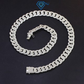 Dây chuyền Cuban bạc nam đính đá khoá hộp có móc cài sang trọng bản 12mm tinh tế DCK0027 - Trang Sức TNJ
