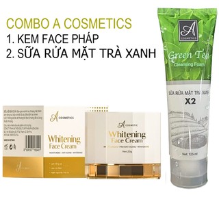 Combo kem face pháp a cosmetics + Sữa rửa mặt trà xanh X2 green tea mỹ phẩm Acosmetics Phương Anh chính hãng