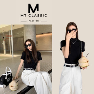 Áo thun cổ lọ ngắn tay, áo cổ cao có tay chất thun tăm nhí co giãn 4 chiều mềm mịn, thoáng mát - MT Classic