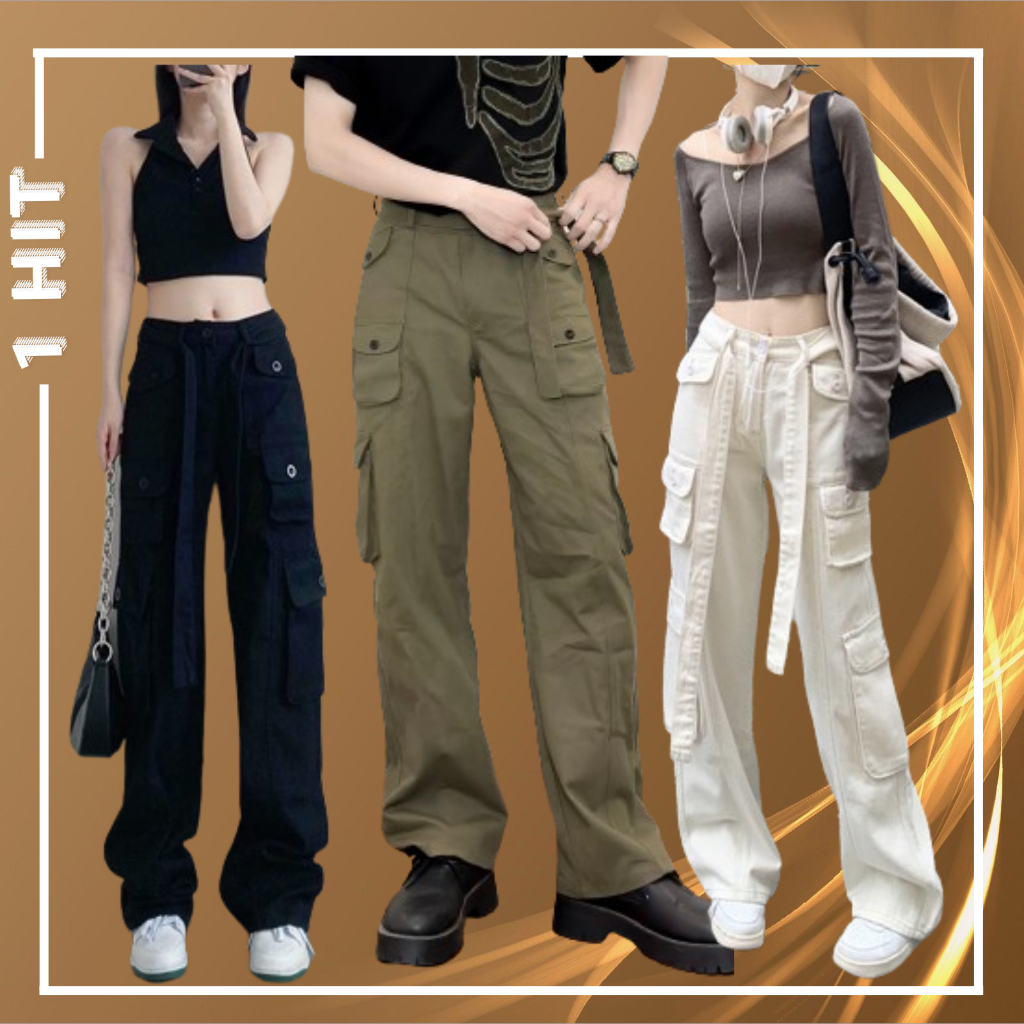 Quần kaki Cargopant JULY ống rộng túi hộp có dây form nam nữ unisex  3 màu 🖤 1hit.unisex 🖤