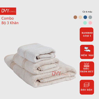 (Combo 3) Khăn Sợi Tre Bamboo DVY TOWEL ( 1 khăn tắm 1 khăn quấn đầu 1 khăn mặt)