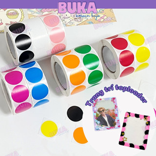 Sticker tròn cuộn 500 miếng dán Buka decor toploader sticker nhiều màu sắc sticker tròn trang trí toploader Kpop