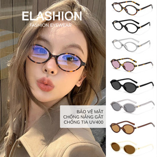 Kính mắt Nam Nữ ELASHION cao cấp, Gọng kính oval nhỏ chống ánh sáng xanh chống tia UV phong cách cổ điển cá tính - E154