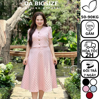 Da bigsize - Set Bộ Nữ Bigsize - Set Đồ Nữ Chân Váy Chất Gấm Nổi Cao Cấp Che Khuyết Điểm Cho Người Mập 50-90kg