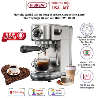 Máy pha cà phê bán tự động espresso-cappuccino-latte - thương hiệu mỹ hibrew mã h10b - bh 1 năm