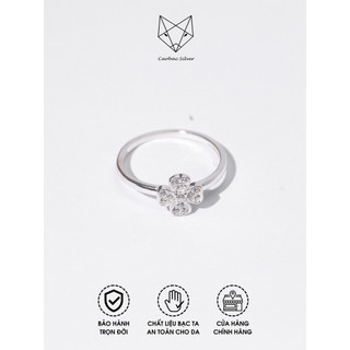 Nhẫn Bạc Nữ Cao Cấp CaoBac Silver Mặt Nhẫn Thiết Kế Hình Cỏ 4 Lá May Mắn, Thanh Lịch, Nhẹ Nhàng