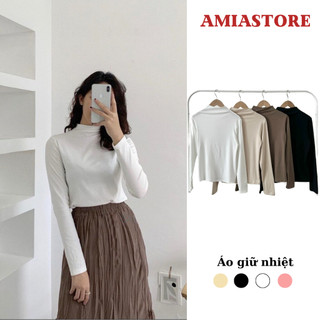 Áo giữ nhiệt cổ lọ 3 phân nỉ lót lông tay dài, áo thun nhiều màu dễ phối đồ