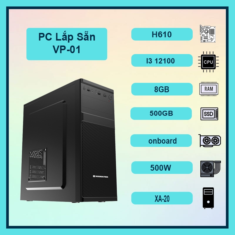 Thùng PC Sử dụng Giải Trí, Làm Văn Phòng Nhỏ Gọn VP-01 / VP-02 (Mới, BH 36T)