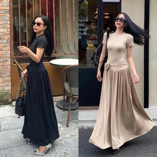 Đầm nhún hoa xếp li bigsize ảnh thật 60-80kg