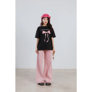 Áo Thun Nữ Form Rộng J-P Fashion Cổ Tròn Hình Nơ Freesize dưới 70kg 2 màu Hồng/ Đen 10210063