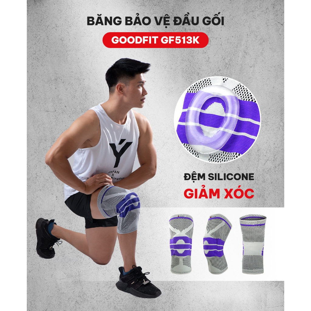 (hỏa tốc) Băng bảo vệ đầu gối, bó gối thể thao Silicon GoodFit GF513K