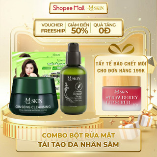 Combo Serum Tái T.ạo Da Nhân Sâm MQ SKIN Và Bột Rửa Mặt Nhân S.âm