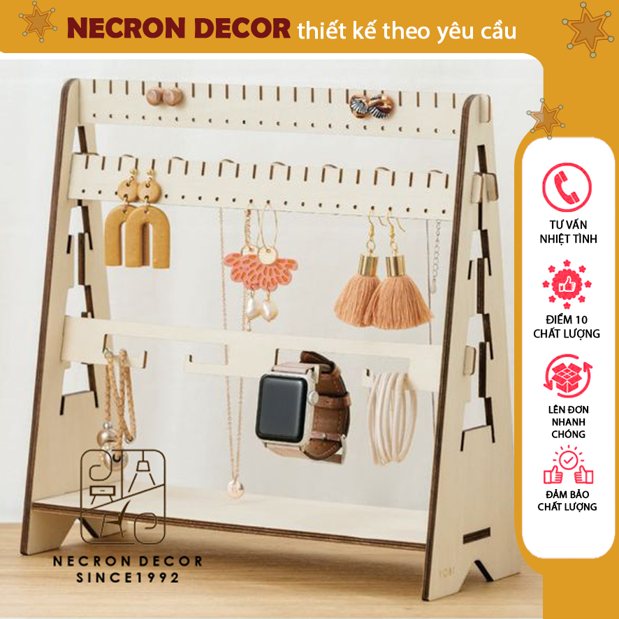Giá treo trang sức bằng gỗ phong cách hiện đại tiện lợi,kệ trưng bày trang sức shop thời trang-necro