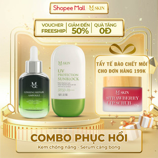 Combo Phục Hồi Da Kem Chống Nắng - Serum Căng Bóng MQ SKIN