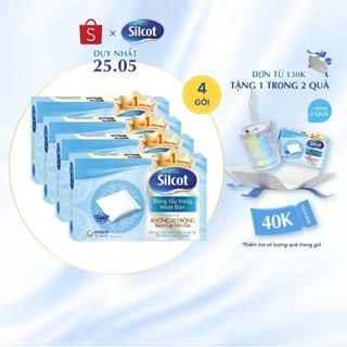 Bộ 4 hộp Bông trang điểm (bông tẩy trang) Silcot 82 miếng/hộp