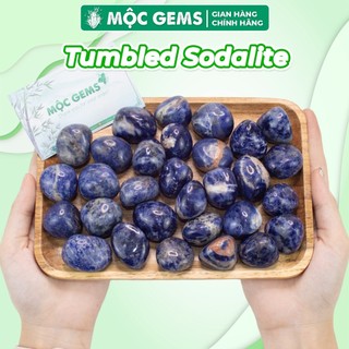Đá thanh tẩy sodalite rung bóng mộc gems dùng trang trí nhà cửa, làm đồ decor, thanh tẩy năng lượng