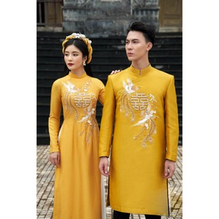 Áo dài cặp cưới lụa tasta thiết kế áo dài cô dâu ăn hỏi cao cấp,thảo ny bridal mã ad8