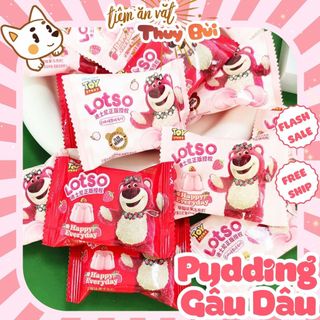 Thạch pudding gấu dâu losto đào / dâu, thạch gấu dâu losto hương trái cây