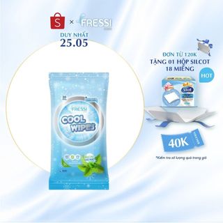 Khăn ướt chăm sóc da Fressi Care Cool Wipes gói 20 miếng/gói