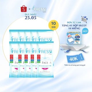 Combo 10 gói khăn ướt chăm sóc da Fressi Care Face 20 miếng/gói
