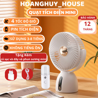 Quạt tích điện mini cầm tay để bàn AM-F5 pin 2400mAh 4 tốc độ gió hợp cho trẻ nhỏ, sinh viên, nhân viên văn phòng