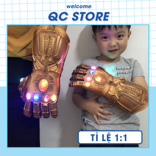Găng Tay vô cực phát sáng có đèn LED kèm pin Avengers Thanos Iron Man Infinity War hóa trang cosplay cao cấp QC Store