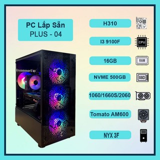 Thùng máy tính pc gaming và làm việc plus-04, core i3 9100f, vga 1060/1660s/2060, 16gb ram, ssd 500gb