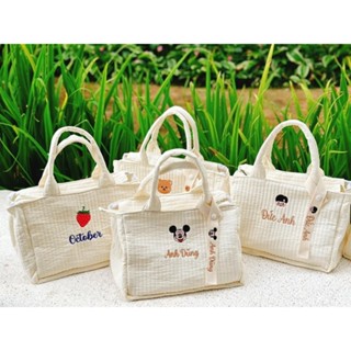 Túi bỉm sữa cho mẹ và bé thêu tên theo yêu cầu SMX (tặng kèm nametag thêu tên)