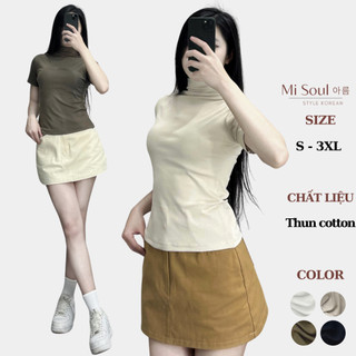  Áo Thun Cổ 3 Phân MiSoul Cộc Tay Nữ BigSize Chất Cotton Mềm Mát Thấm Hút Tốt Áo Cổ Leo Cộc Tay 265 