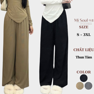 Quần Suông Ống Rộng Bigsize Thun Tăm Mềm Mại Thoáng Mát Misoul, Quần Tăm Suông Cạp Chun Siêu Mát 235