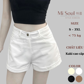 Quần Short KaKi Cạp Cao BigSize Gập Gấu MiSoul, Quần Đùi Sắn Gấu Phong Cách Hàn Quốc 263
