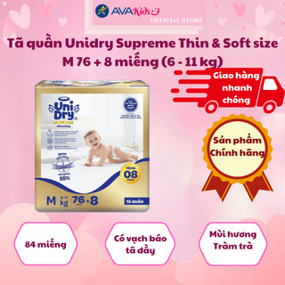 Tã quần unidry supreme thin & soft size m 76 + 8 miếng