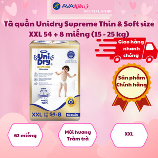 Tã quần unidry supreme thin & soft size xxl 54 + 8 miếng