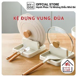 Giá Để Nắp Vung Xoong Nồi Lúc Nấu Ăn HYGGE, Kệ Nhựa Gác Đũa Muỗng Có Thể Gấp Gọn Tiện Dụng