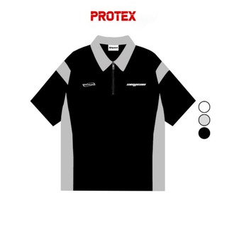 Áo Polo PROTEX Kiểu Dáng Unisex Phối Cổ Và Viền Tay Chất Liệu Polyester 2 màu Trắng Và Đen Oversize